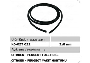 3.00 X 8.00 mm Citroen-Peugeot Yakıt Hortumu